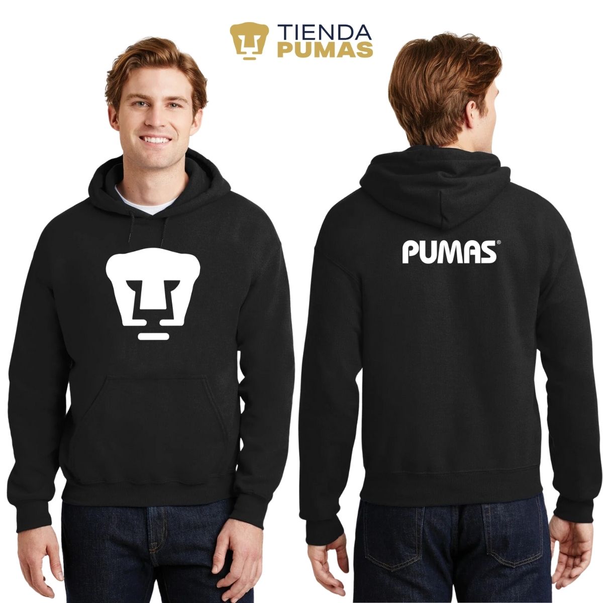 Sudadera Pumas UNAM Unisex Logo Blanco OD77192 Negro XG