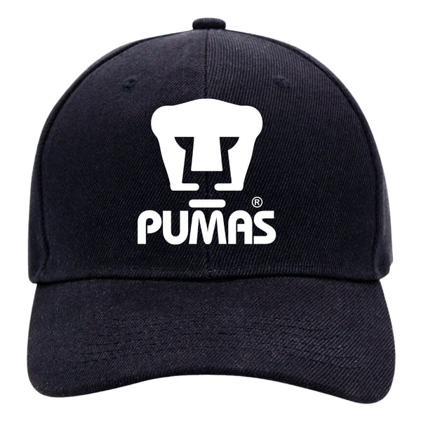 Gorra Pumas UNAM Hombre Mujer Ajustable Logo Blanco Negro 3 Vinil