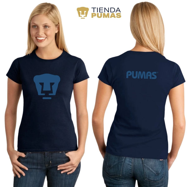 Playera Mujer Pumas UNAM Logo Azul Vinil