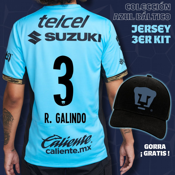 3 Ricardo Galindo - Colección Azul Báltico - Jersey Tercer Kit + Gorra de Regalo