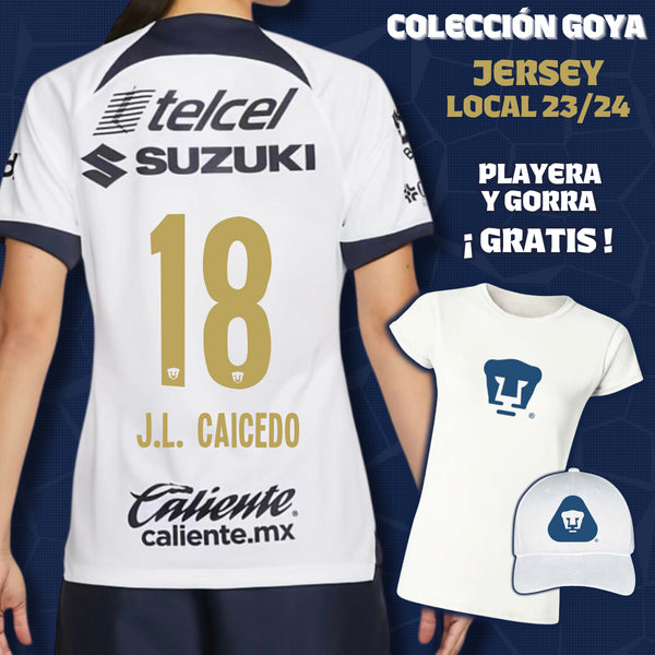18 José Caicedo - Colección Goya Mujer - Jersey Local + Playera y Gorra de Regalo