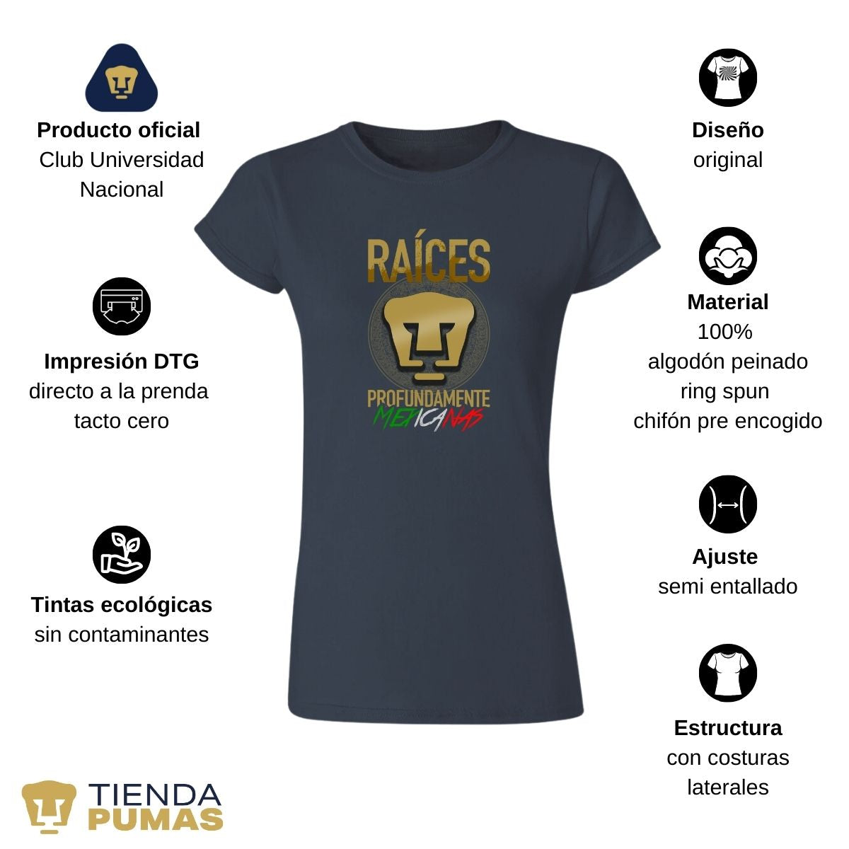 Playera Mujer Pumas UNAM Ra ces Mexicanas Tienda Pumas