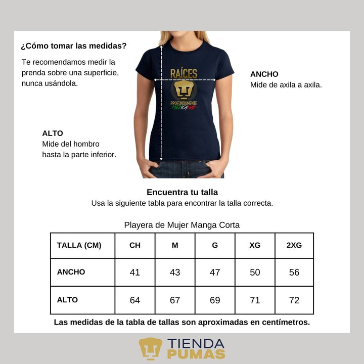 Playera Mujer Pumas UNAM Raíces Mexicanas--Tienda-Pumas-Oficial