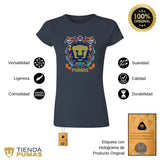 Playera Mujer Pumas UNAM Día de Muertos Celeste