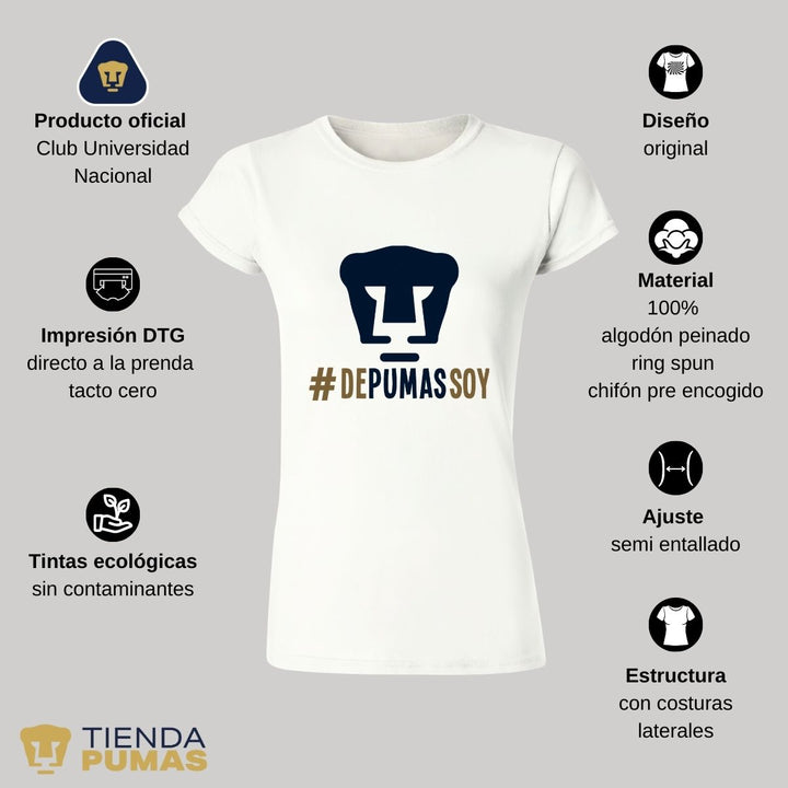 Playera Mujer Pumas UNAM De Pumas Soy--Tienda-Pumas-Oficial