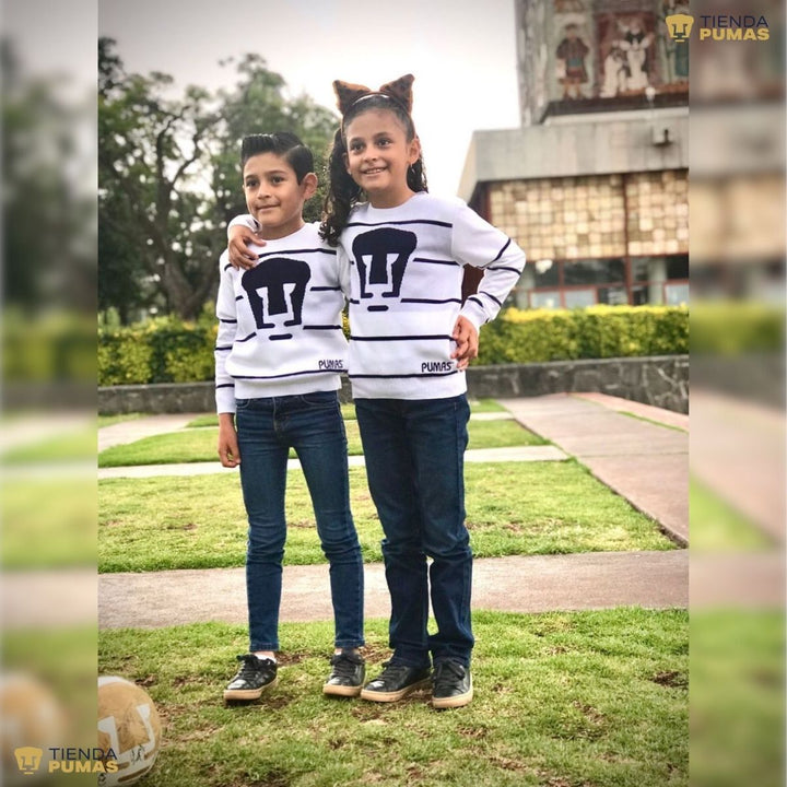 Suéter blanco unisex niño niña Universitario UNAM Pumas--Tienda-Pumas-Oficial