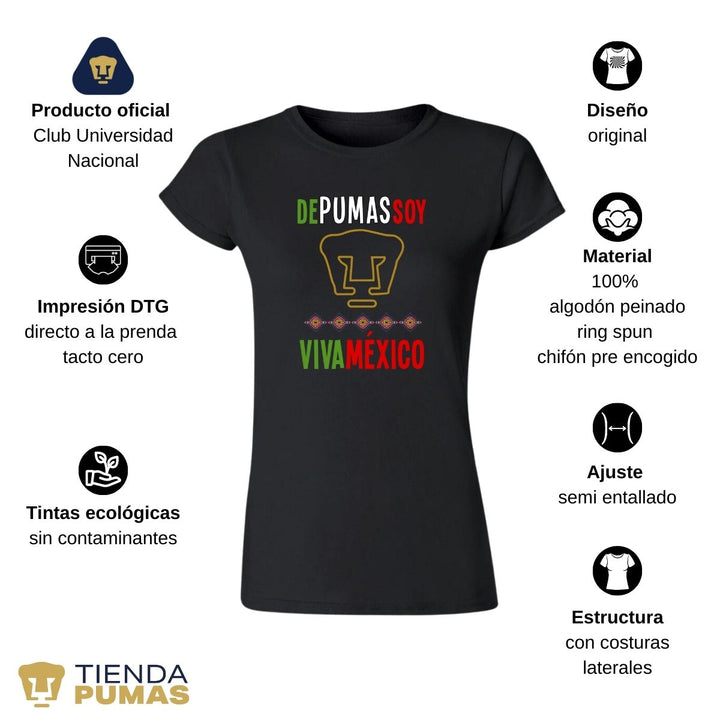 Playera Mujer Pumas UNAM México De pumas soy--Tienda-Pumas-Oficial