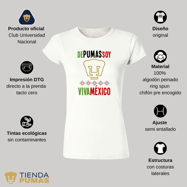 Playera Mujer Pumas  Mes Patrio--Tienda-Pumas-Oficial