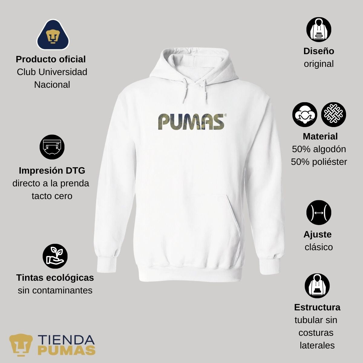 Sudadera Hombre Hoodie Pumas UNAM Fusion Tienda Pumas