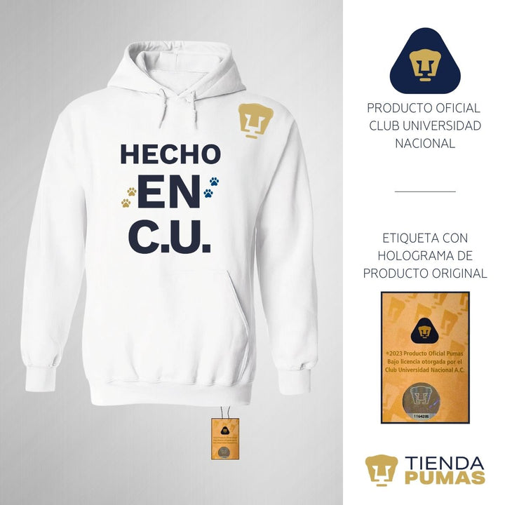 Sudaderas con gorro Hombre Pumas Hecho en C.U. Vinil Blanco