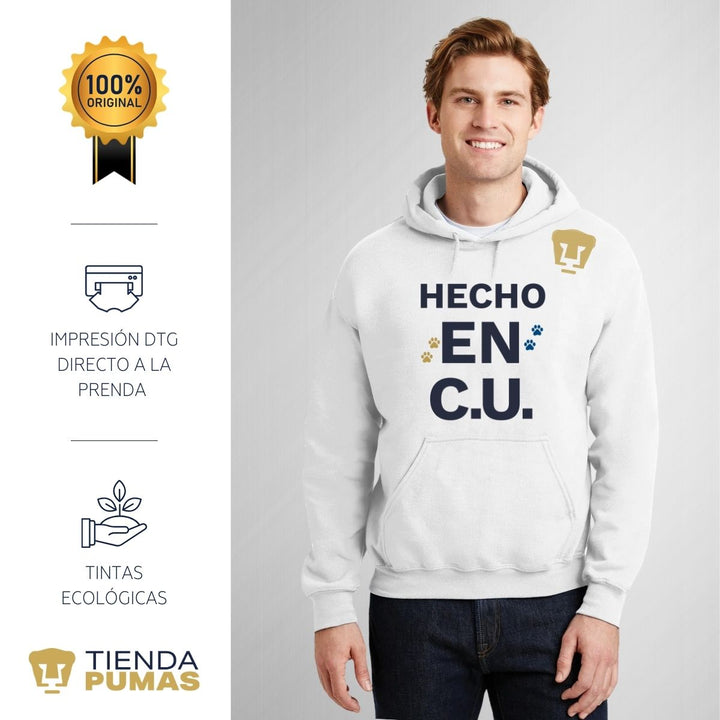 Sudaderas con gorro Hombre Pumas Hecho en C.U. Vinil Blanco