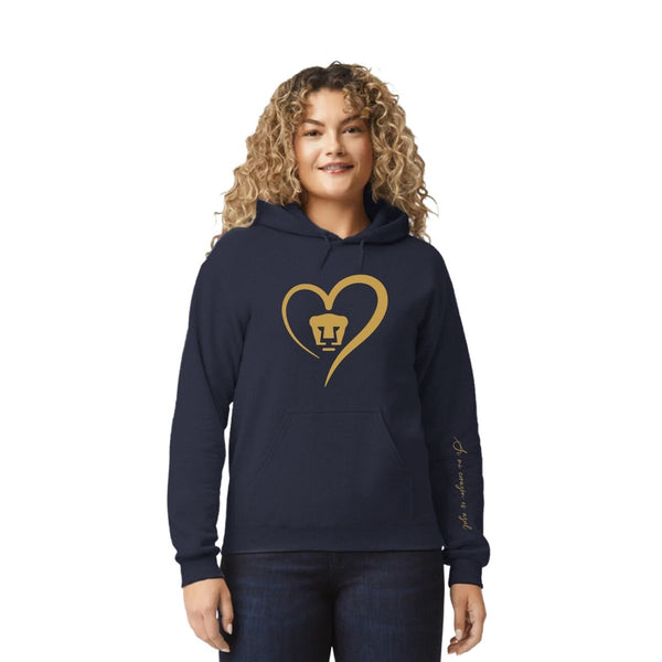 Women's Sweatshirt Hoodie Pumas UNAM Heart Gold