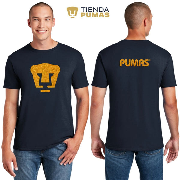 Pumas UNAM Logo Gold Glitter Men's T-Shirt