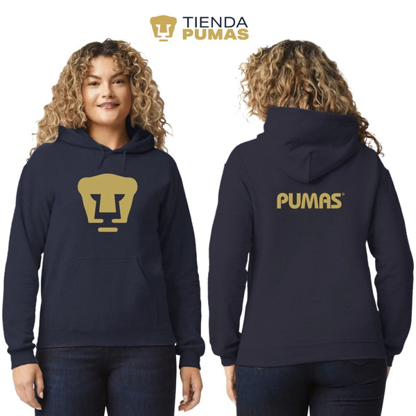 Sudadera Mujer Hoodie Pumas UNAM Logo Dorado Vinil