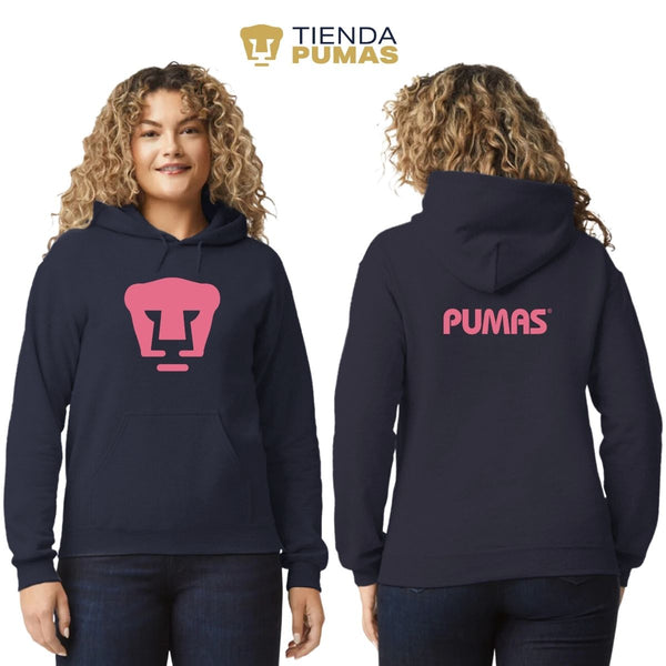 Sudadera Mujer Hoodie Pumas UNAM Logo Rosa Vinil