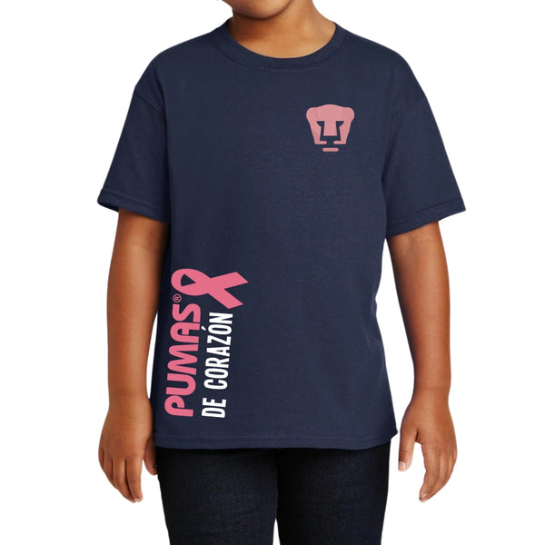 Playera Niños Pumas UNAM De corazón logo rosa