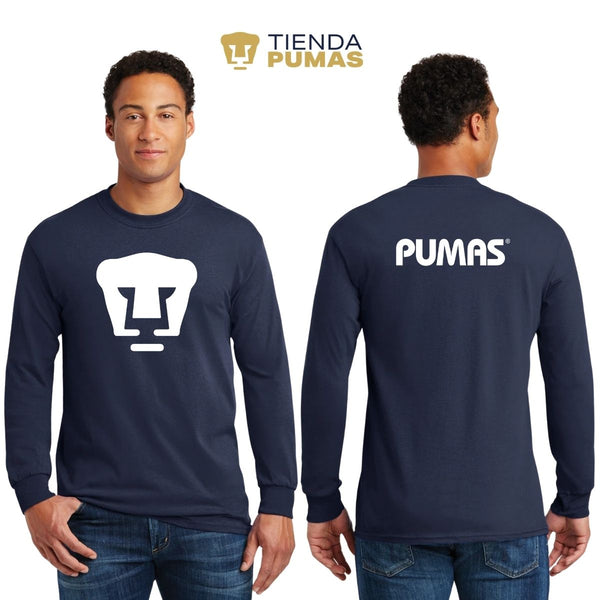 Playera Hombre Pumas UNAM Manga Larga Logo Monocromático Vinil