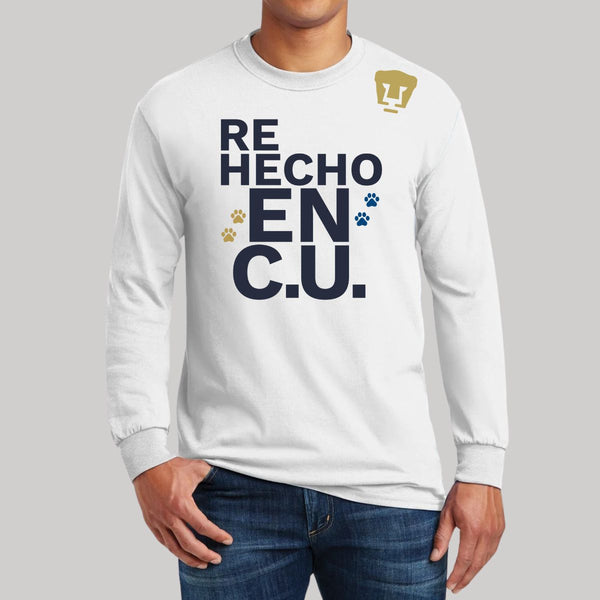 Playera Hombre Pumas UNAM Manga Larga Rehecho en C.U. DTG-Vinil