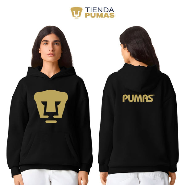 Sudadera Mujer Hoodie Pro Dry Pumas UNAM Logo Vinil Dorado