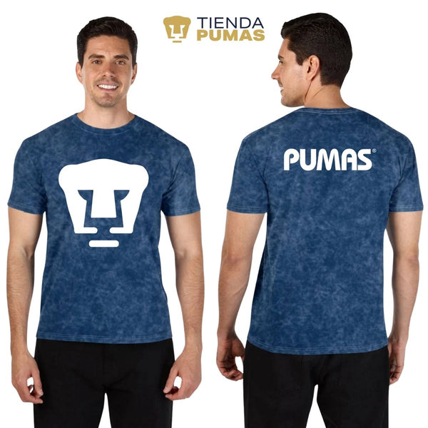 Playera Hombre Mineral Wash Pumas UNAM Logo blanco