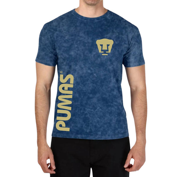 Playera Hombre Mineral Wash Pumas UNAM Retro dorado vinil