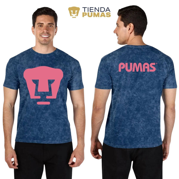 Playera Hombre Mineral Wash Pumas UNAM Logo Rosa