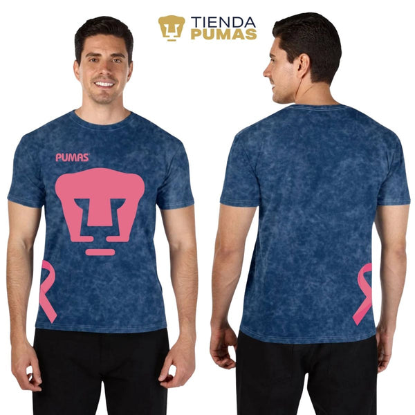 Playera Hombre Mineral Wash Pumas UNAM Mes Rosa