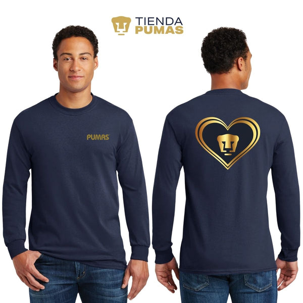 Playera Hombre Pumas UNAM Manga Larga Corazón Pumas