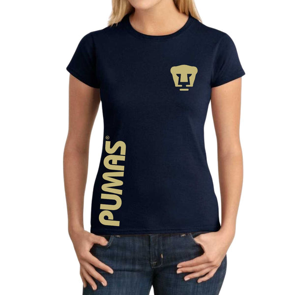 Playera Mujer Pumas UNAM Retro dorado vinil