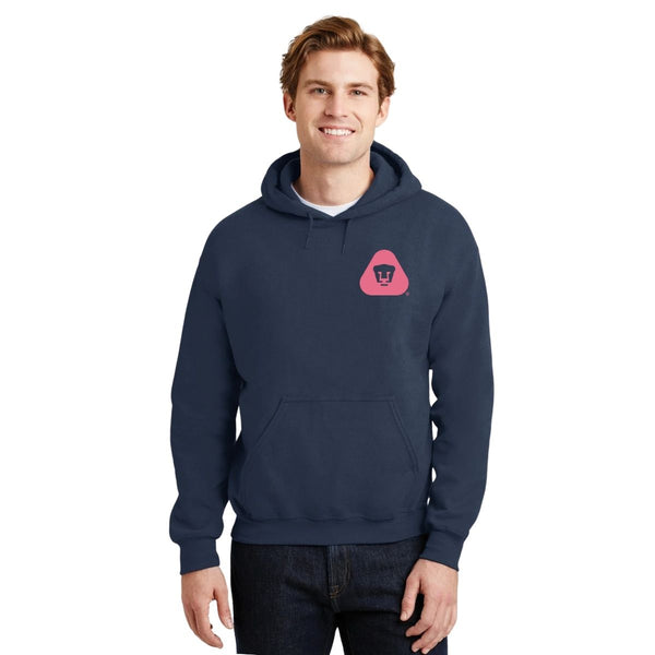 Sudadera Hombre Hoodie Pumas UNAM Emblema Rosa Vinil