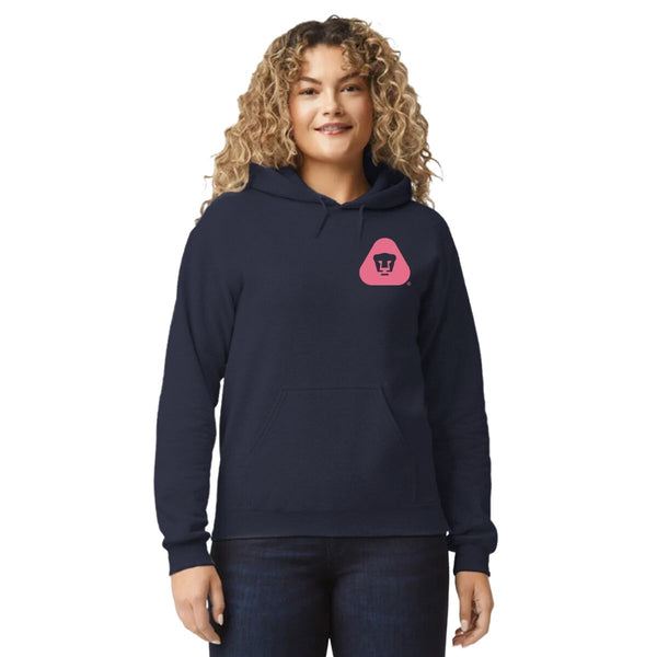 Sudadera Mujer Hoodie Pumas UNAM Emblema Rosa Vinil