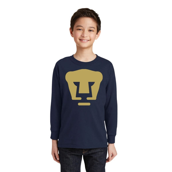 Playera M Larga Niños Pumas UNAM Logo Vinil Dorado