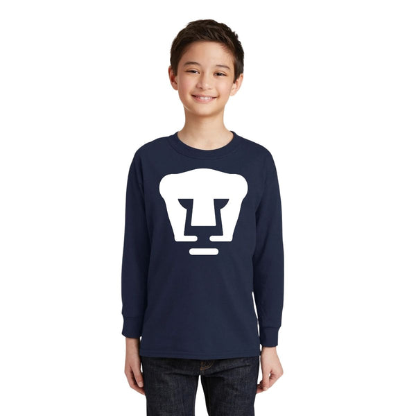 Playera M Larga Niños Pumas UNAM Logo Monocromático Vinil