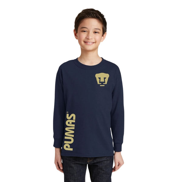 Playera M Larga Niños Pumas UNAM Retro dorado vinil