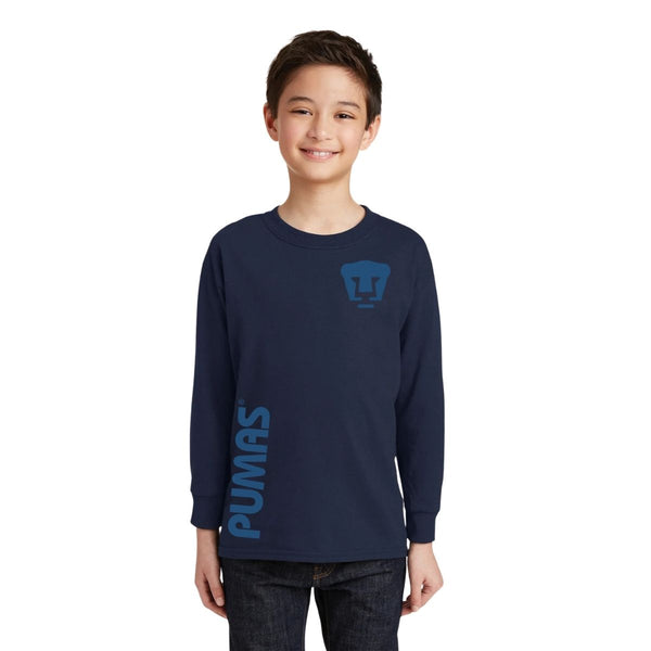 Playera M Larga Niños Pumas UNAM Retro azul vinil