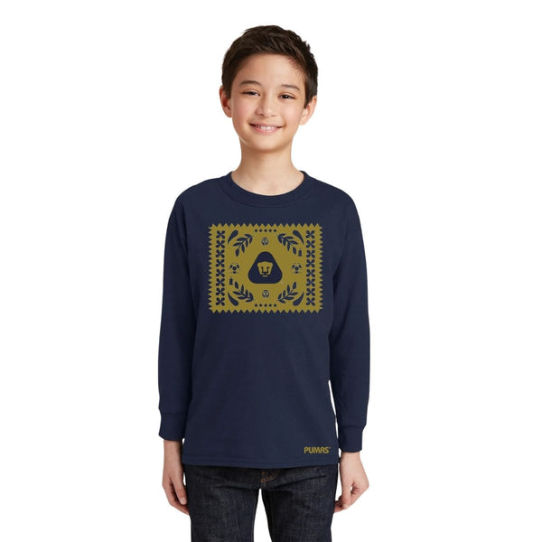 Playera M Larga Niños Pumas UNAM Día de Muertos Papel