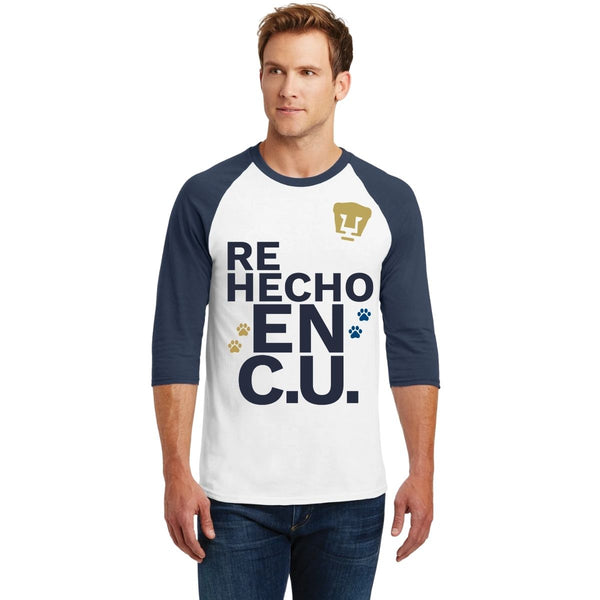 Playera Raglán Manga 3/4 Hombre Pumas UNAM Rehecho en CU