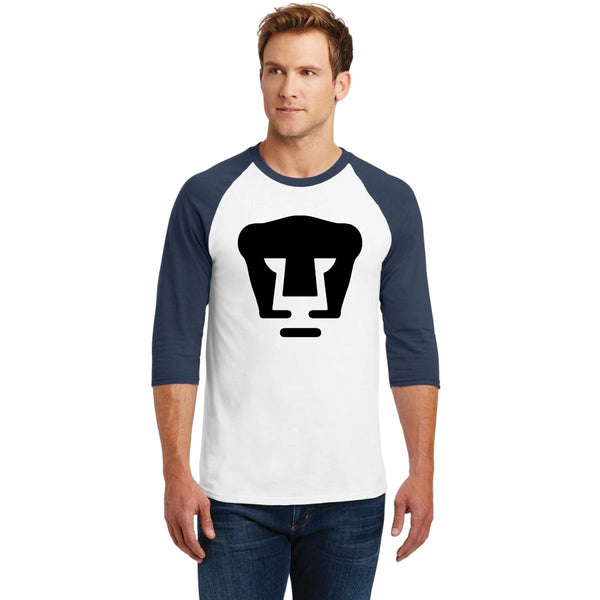 Playera Raglán Manga 3/4 Hombre Pumas UNAM Logo Monocromático Vinil