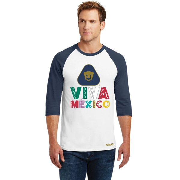 Playera Raglán Manga 3/4 Hombre Pumas UNAM Tricolor