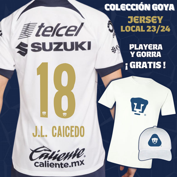 18 José Caicedo - Colección Goya Hombre - Jersey Local + Playera y Gorra de Regalo
