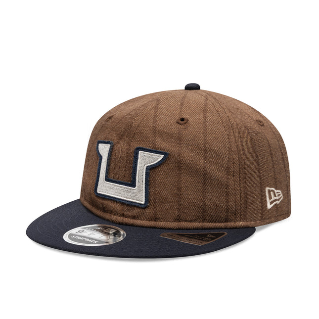 Gorra New Era 9FIFTY Retro Crown Pumas UNAM - Café Rayas Pinstripe