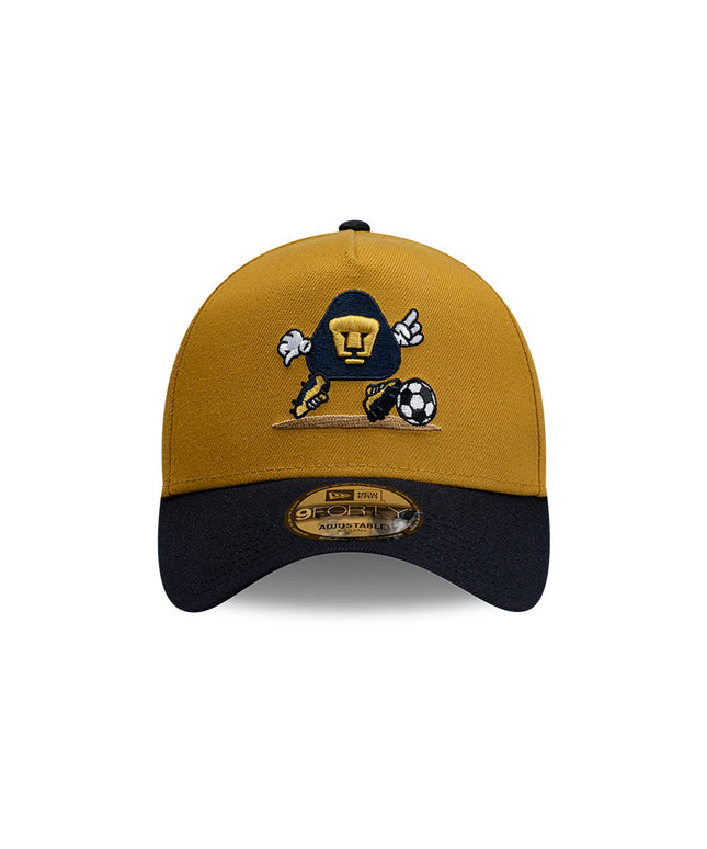 GORRA NEW ERA 9FORTY A-FRAME PUMAS UNAM GRÁFICO CARTOON – BLANCO