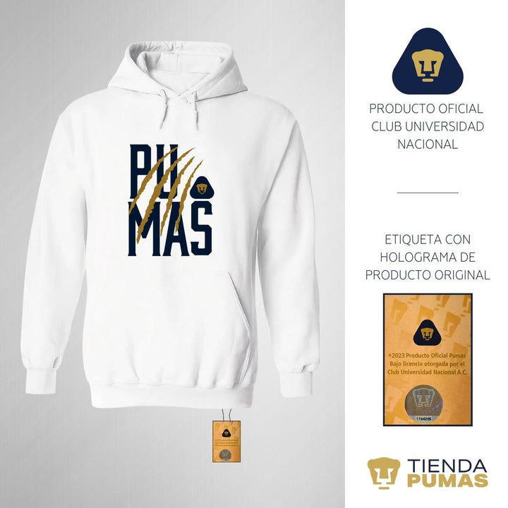 Sudaderas con gorro Hombre Pumas Zarpazo Impresión DTG Blanco