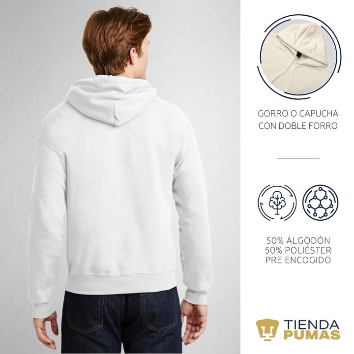 Sudaderas con gorro Hombre Pumas Zarpazo Impresión DTG Blanco