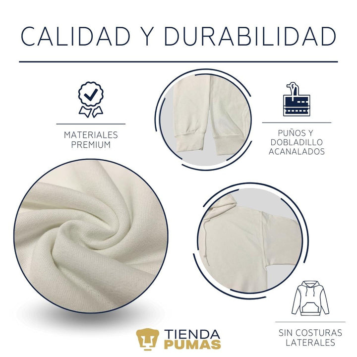 Sudaderas con gorro Hombre Pumas Zarpazo Impresión DTG Blanco