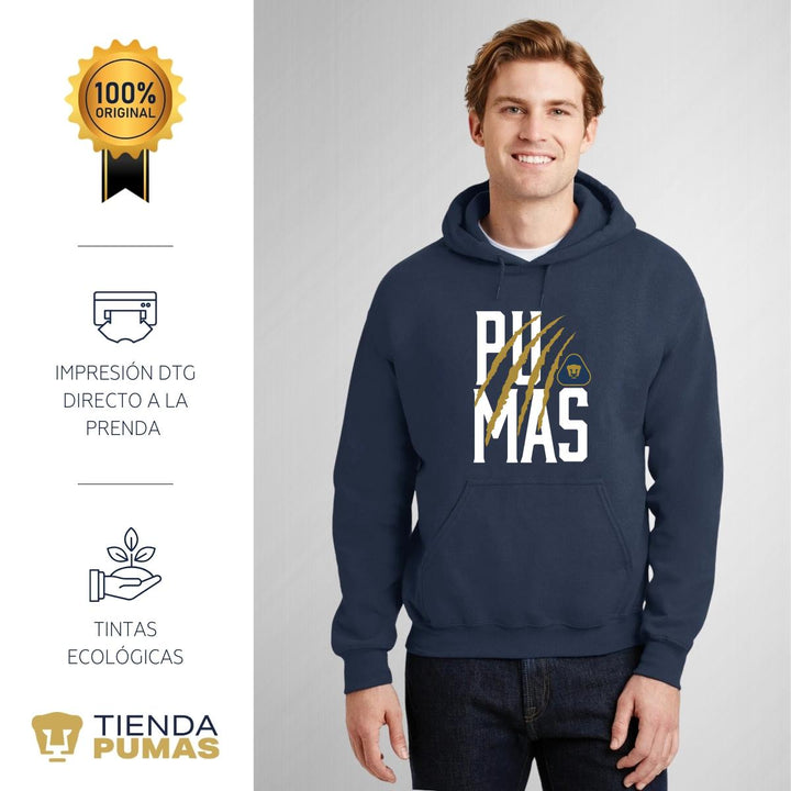 Sudaderas con gorro Hombre Pumas Zarpazo Impresión DTG Blanco