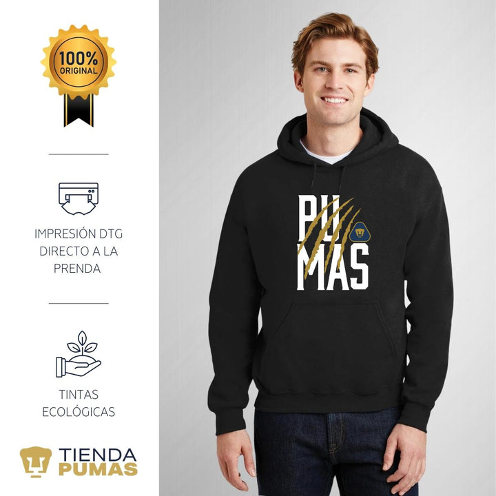 Sudaderas con gorro Hombre Pumas Zarpazo Impresión DTG Blanco