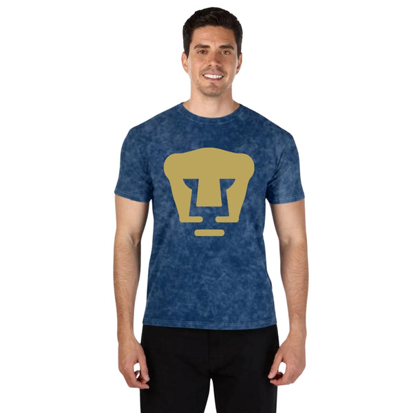 Playera Hombre Deslavada Pumas UNAM Logo Vinil Dorado