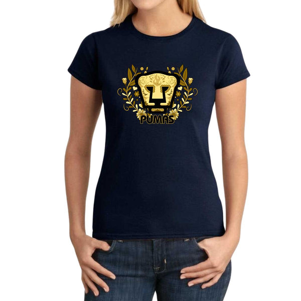 Playera Mujer Pumas UNAM Día de Muertos Oro