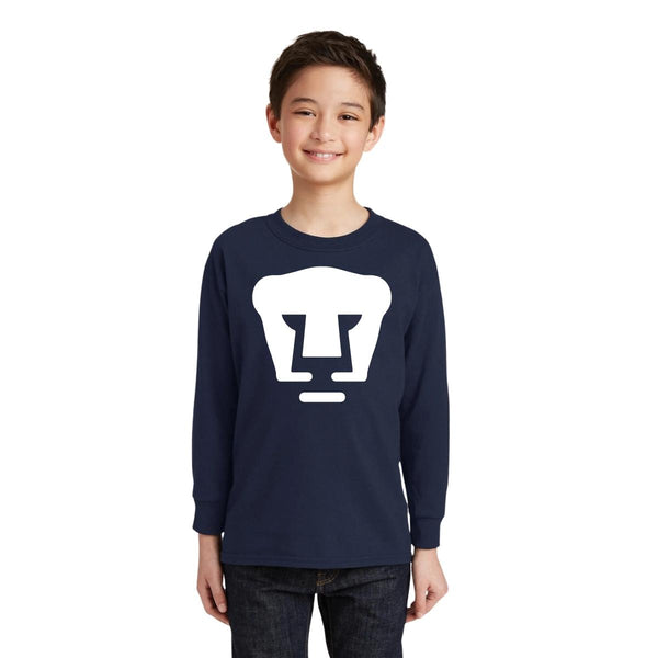 Playera M Larga Niños Pumas UNAM Logo blanco
